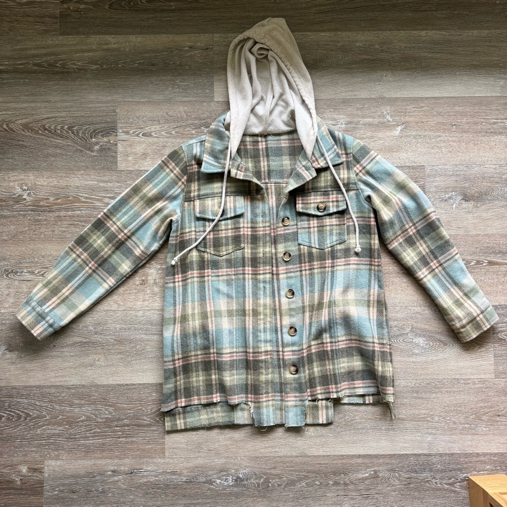 Plaid Oversized Hooded Shacket